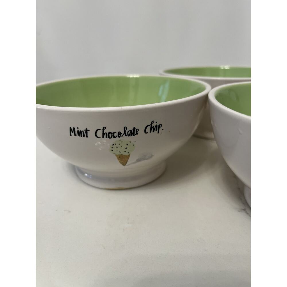 Rae Dunn Magenta "Mint Chocolate Chip" 5.5 " Ceramic Ice Cream Bowls-Set of 3 - Picture 3 of 5